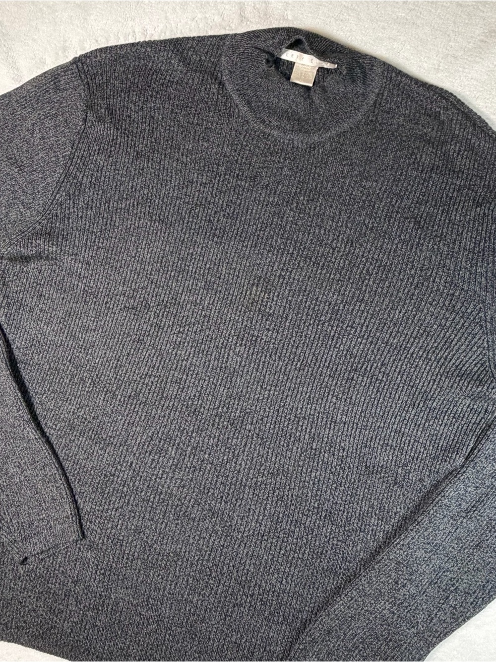 Perry Ellis Men's Charcoal Ribbed Crewneck Sweater